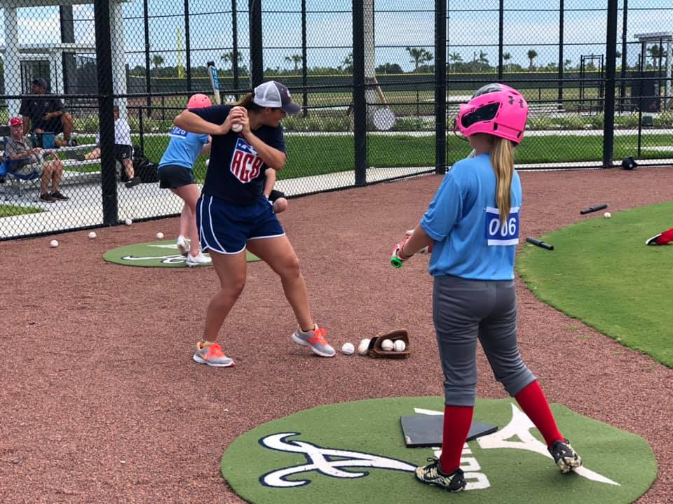 AGB batting practice at American Girls Baseball camp.